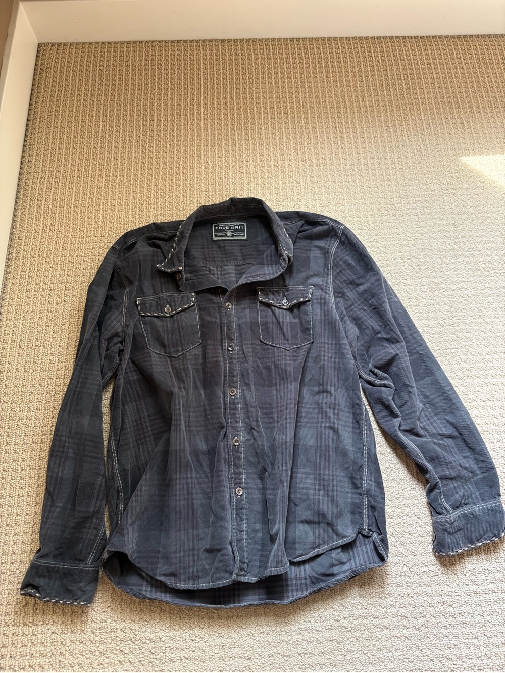 True Grit Men's Charcoal Plaid Button-Front Shirt Jacket